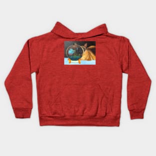 Siamese Cat Looking Through a Fishbowl at a Betta Fish. Kids Hoodie